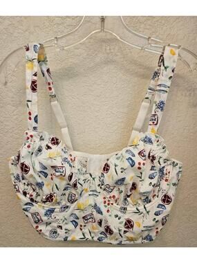 Colsie Women’s Large Bustier Crop Top Food Print Corset Cami Cottagecore